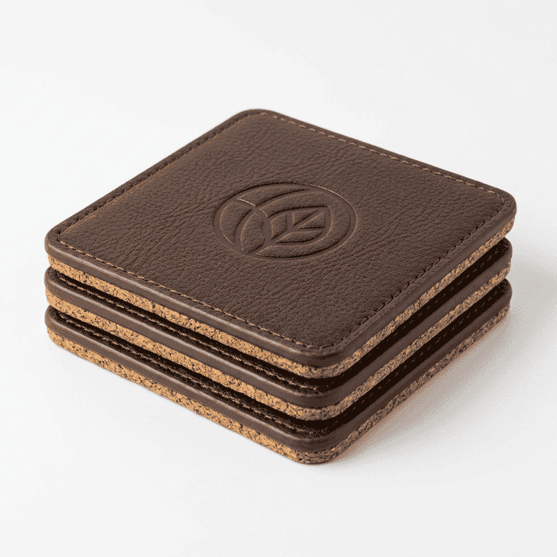 Leather Coaster — 4" Square Stitched