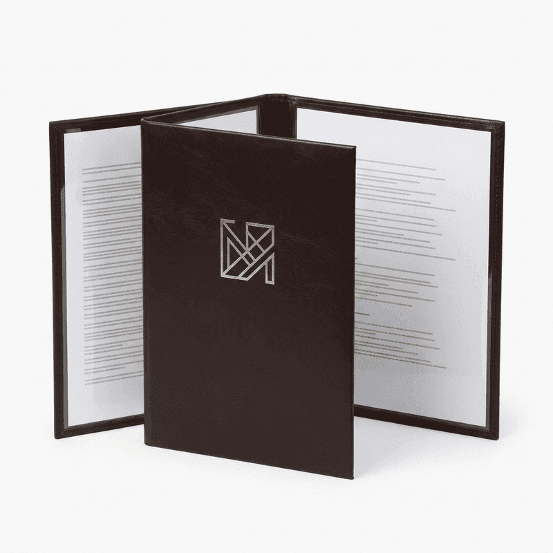 Leather-Wrap Menu Book — 2-panel Insert